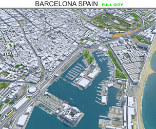 Barcelona City Spain 3D Model 50km
