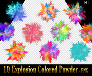 10 Explosion Colored Powder PNG, Holy Powder