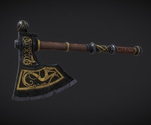 Fantasy Urnes Style Viking War Axe