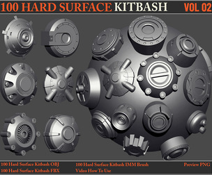 100 Hard Surface KITBASH VOL 02 + Video How To Use