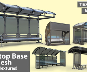 13 Bus Stop Base Mesh with UVs and Textures Vol 2