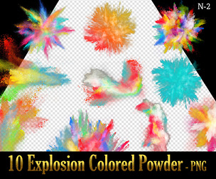 10 Explosion Colored Powder PNG, Holy Powder