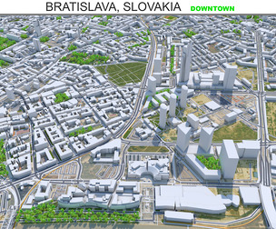 Bratislava Downtown City Slovakia 3D Model  10km