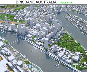 Brisbane City Australia 3D Model 50km