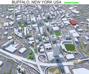 Buffalo Downtown city New York USA 3d model 6km