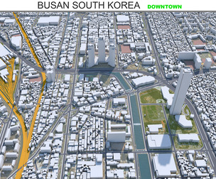 Busan Downtown City South Korea 3D Model  8km