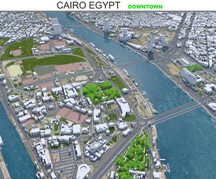 Cairo Downtown city Egypt 3d model 10km