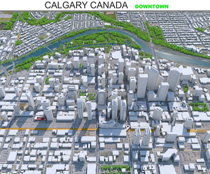 Calgary Downtown City Canada 3D Model 8km