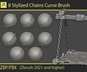 Stylized Chains Curve Brushes