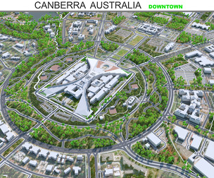 Canberra Downtown City Australia 3D Model 10km