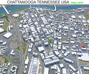 Chattanooga city Tennessee USA 3d model 50km