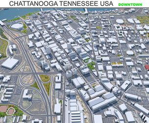 Chattanooga Downtown city USA 3d model 8km