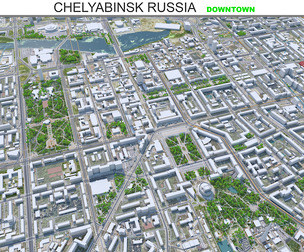 Chelyabinsk Downtown City Russia 3D Model 10km
