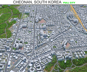 Cheonan city South Korea 3d model 50km
