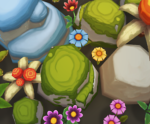 Hand-Painted Stones and Plants