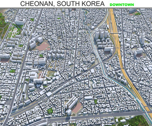 Cheonan Downtown city South Korea 3d model 8km