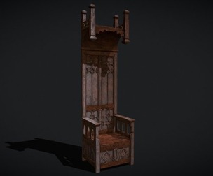 Medieval Wooden Antique Gothic Throne