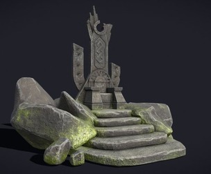 Ancient Medieval Stone Throne