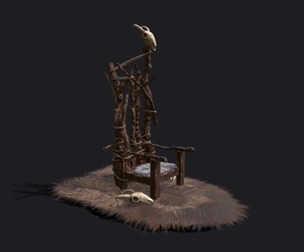 Rustic Medieval Wooden Throne-