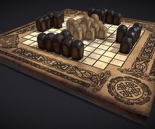 Wooden Carved Hnefatafl Viking Chess Set