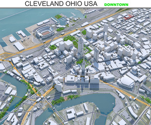 Cleveland Downtown City ohio USA 3D Model 7Km