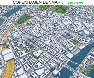 Copenhagen Downtown City 3D Model  10km