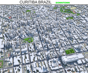 Curitiba Downtown City Brazil 3D Model 6km
