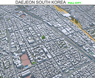 Daejeon City South Korea 3D Model 50km