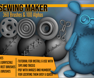 Sewing Maker 360 ZBrush Brushes And 100 Alphas