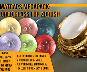 Matcaps Megapack 100 Colored Glass For ZBrush