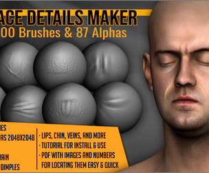 Face Details Maker 100 ZBrush Brushes