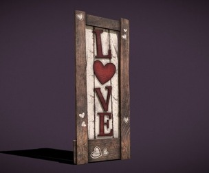 Rustic Wooden Love Sign With Hearts