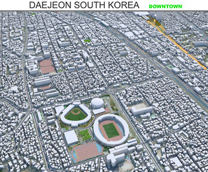 Daejeon Downtown City South Korea 3D Model 7km