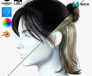 Realistic Female hair card 2