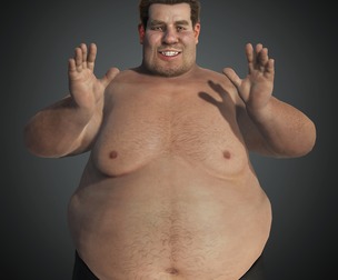 Realistic Fat man Naked character