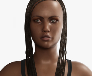Realistic black female rigged game ready