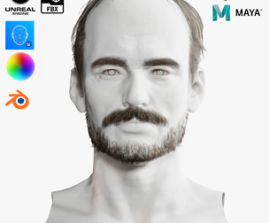 Realistic Hair Beard brows mustache p5