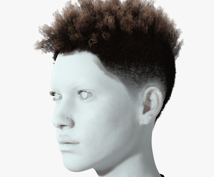 Realistic hair afro short female