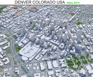 Denver City Colorado 3D Model 70km
