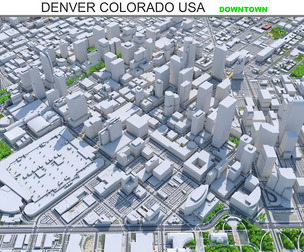 Denver Downtown City Colorado 3D Model 6km