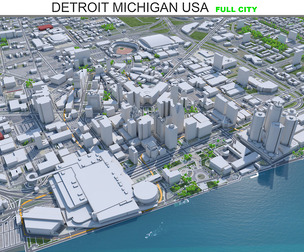Detroit City Michigan 3D Model 70km