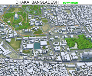 Dhaka Downtown city Bangladesh 3d model  6km