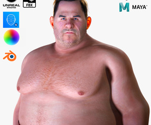 Fat Man naked and clothed