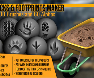 Tracks and Footprints Maker 300 ZBrush Brushes
