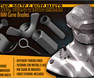 Screws Bolts And Nuts Maker 260 IMM ZBrush Brushes