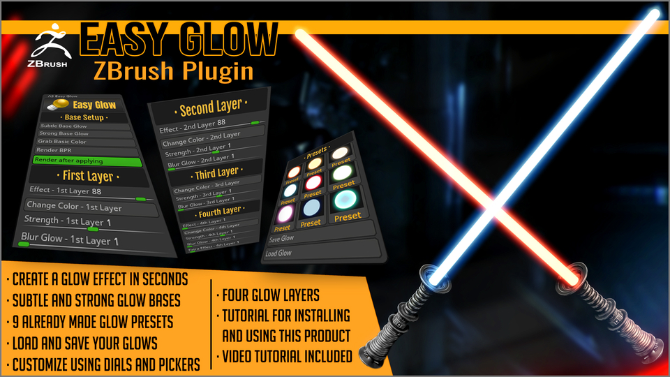 Easy Glow ZBrush Plugin