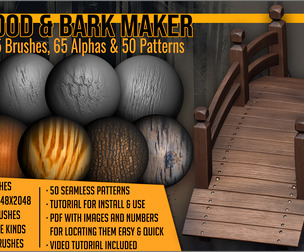 Wood And Bark Maker 305 ZBrush Brushes