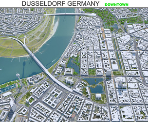 Dusseldorf  Downtown city Germany 3d model 8Km
