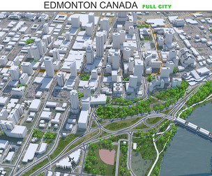 Edmonton city Canada 3d model 90km