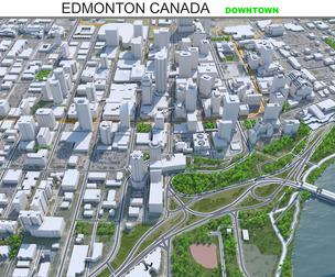 Edmonton Downtown city Canada 3d model 10km
